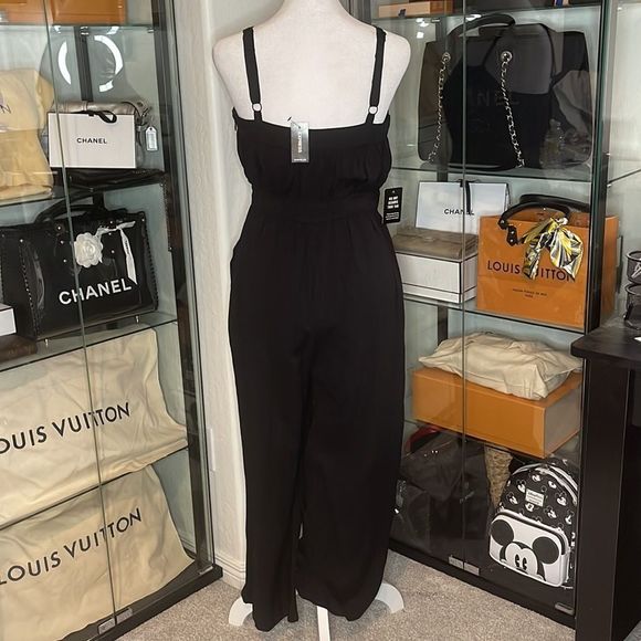 EXPRESS Empire Waist Drawstring Jumpsuit in Black - Picture 4 of 5
